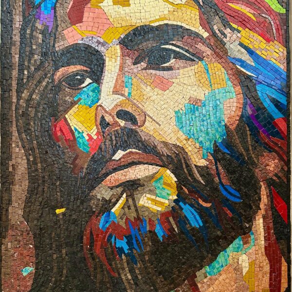 COLORFUL RELIGIOUS MOSAIC - Jesus Christ - Handmade Wall Art - Stone & Smalti - Christian Art - Mosaic Tile Art - Creative Design - Any Size