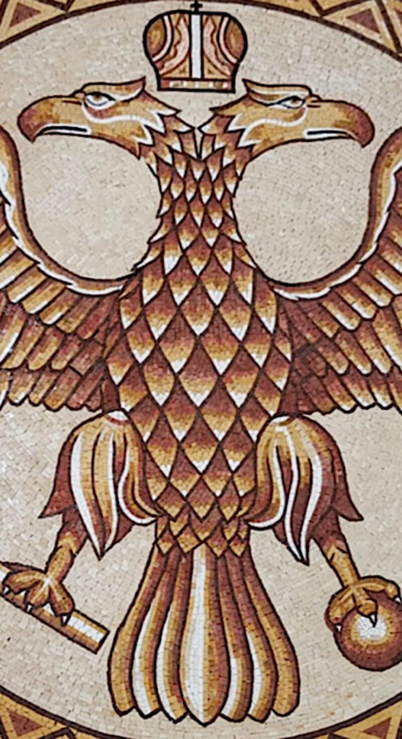 Double Headed Eagle - Handmade Mosaic Art Medallion - Floor Mosaic Tiles - Home Decoration - Mosaic Tile Art - Entryway Decor - Any Size - Image 5