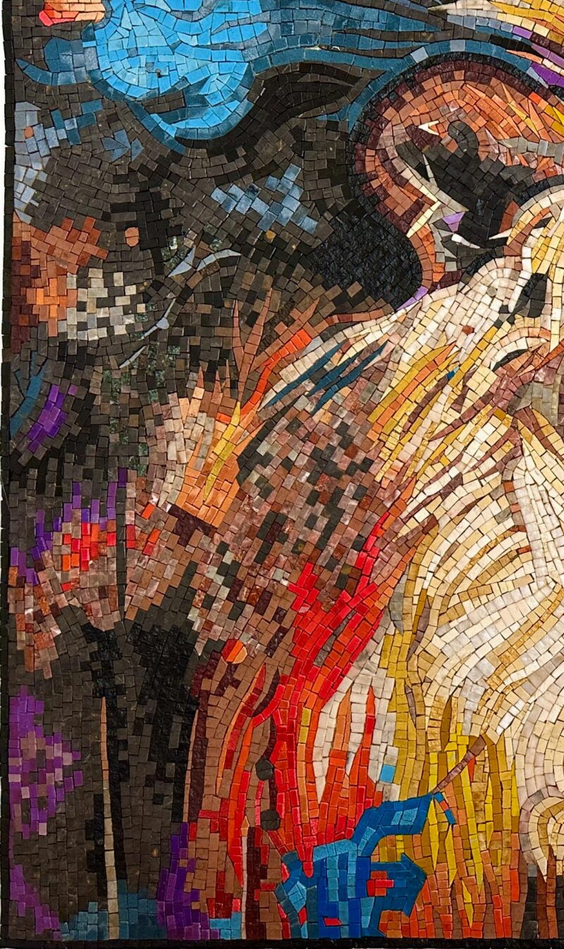 Royal Lion Mosaic - Handmade Mosaic Art - Unique Design - Wall Decoration - Interior Home/Office Decor - Stone Art - Custom Sizes Available - Image 5