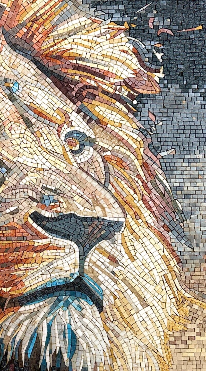 Royal Lion Mosaic - Handmade Mosaic Art - Unique Design - Wall Decoration - Interior Home/Office Decor - Stone Art - Custom Sizes Available - Image 6