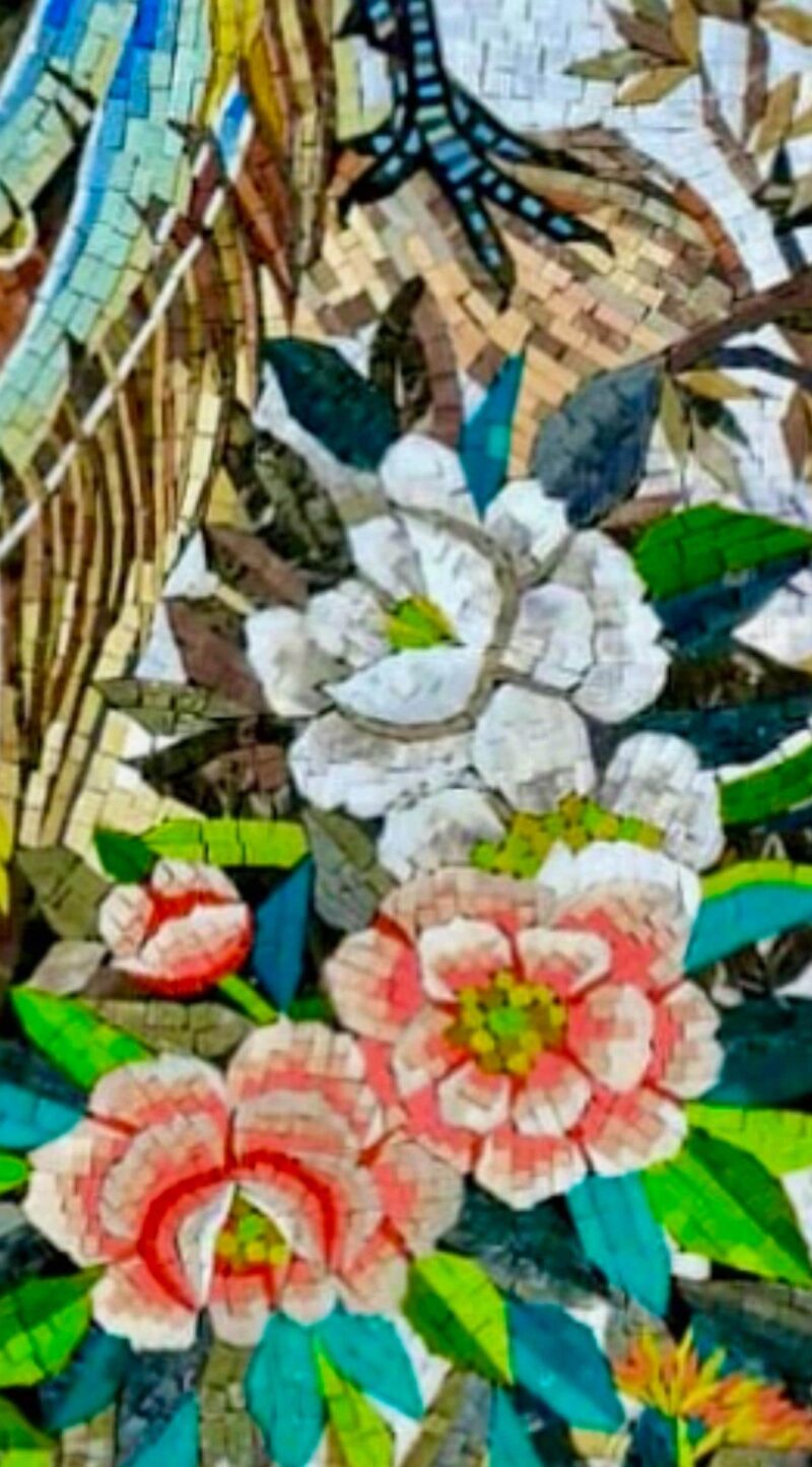 COLORFUL PEACOCK MOSAIC - Handcrafted Natural Stone & Marble Wall Art - Luxury Bird Artwork - Indoor/Outdoor - Vibrant Colors - Mosaic Tile - Image 5