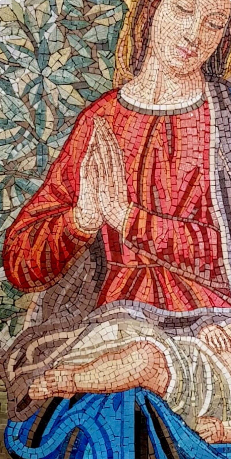 Madonna and Child Mosaic - Religious Wall Art - Natural Stone Mosaic - Handmade Tile Art - Christian Crowned Icon - Any Size - Chapel Decor - Image 5