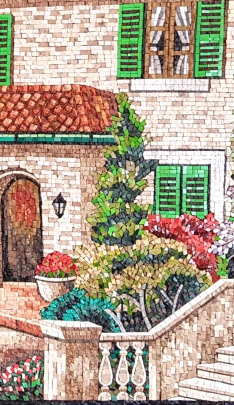 Mediterranean Villa Garden Mosaic - Natural Stone & Marble - Unique Home Decoration - Custom Sizes - Handmade Mosaic Tile Art, Vibrant color - Image 7