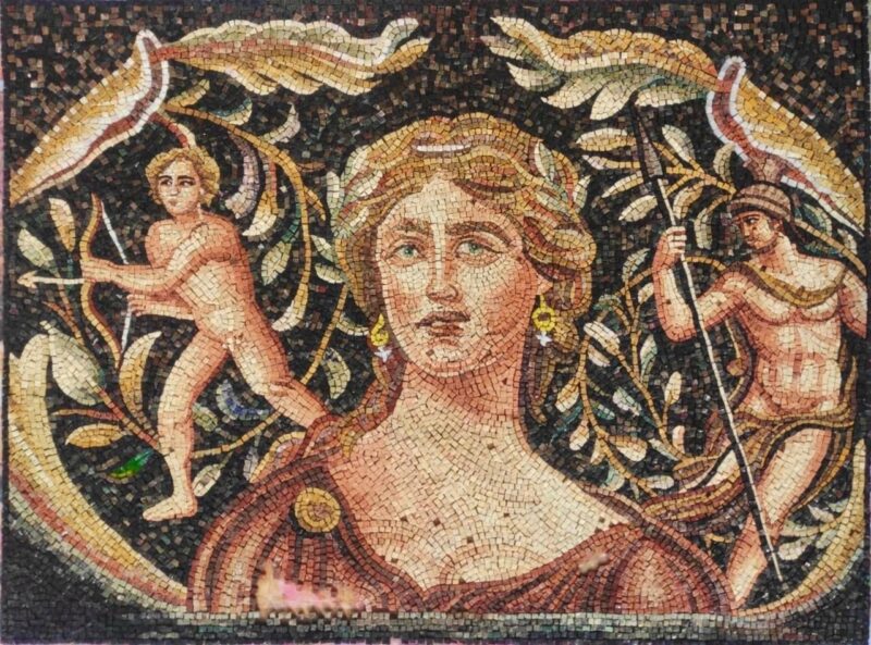 Ancient Roman Goddess Mosaic - Handmade from Stone & Marble - Classical Mythology - Mosaic Wall Art - Interior/Exterior Decor - Custom Sizes