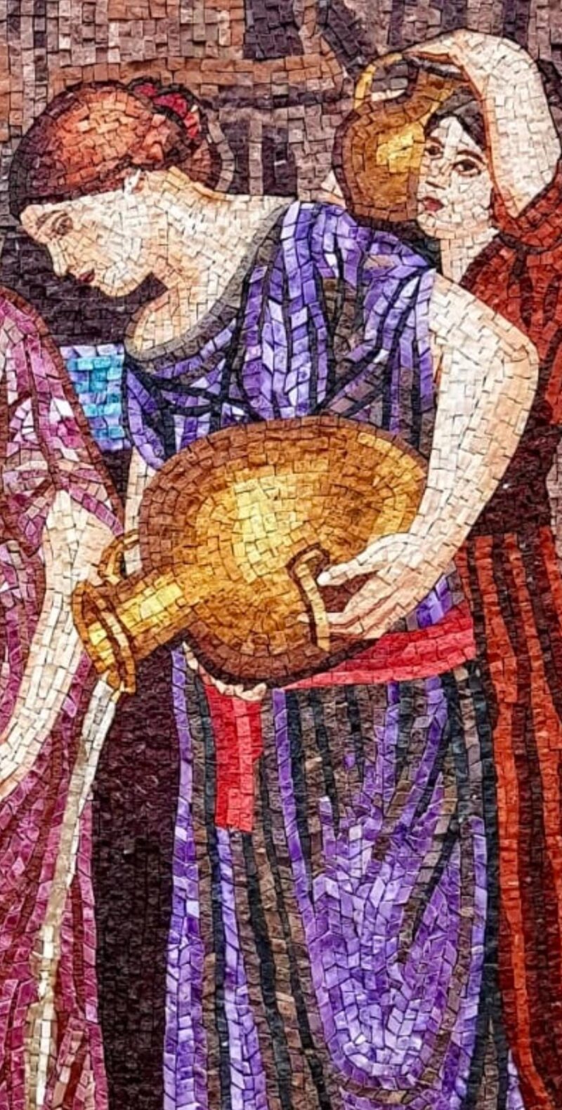 Women at the Fountain Mosaic Wall Art - Handmade Marble & Stone Classical Artwork - Ancient Greek Roman Style Wall Mural - Sizes Available - Image 3