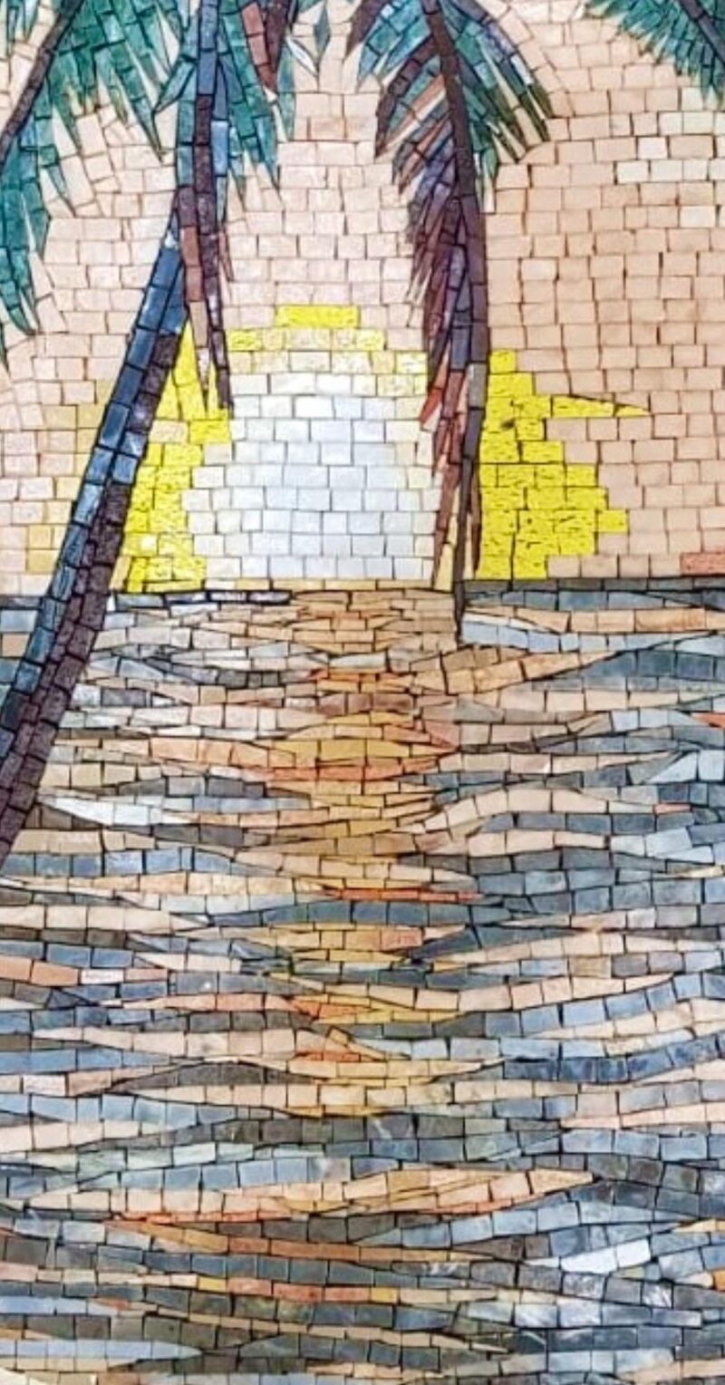 Tropical Beach Sunset Stone Mosaic Wall Art - Handmade Palm Tree Seascape for Indoor & Outdoor Decor - Home Decoration - Custom Sizes - Image 2