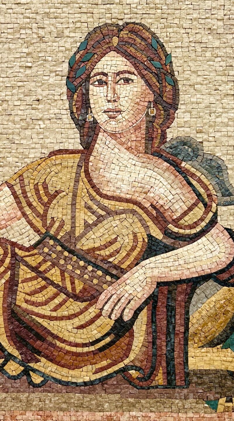 Handmade Stone Mosaic Wall Art - Ancient Roman Goddess & Cherub - Luxury Classical Artwork - Custom Sizes - Indoor/Outdoor Home Decor - Image 2