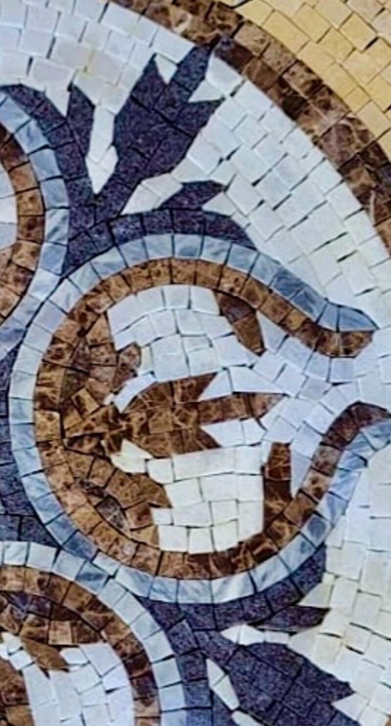 Round Floral Medallion Mosaic - Handmade Natural Stone Tile Art for Floors & Walls, Classic Decorative Marble Mosaic, Any Size Custom Design - Image 4