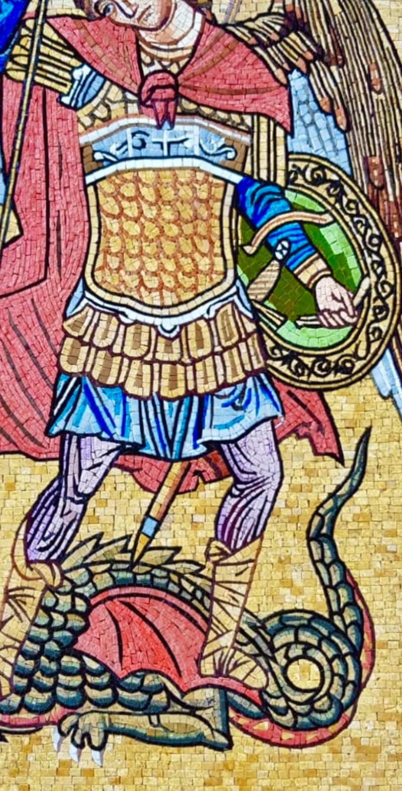 Handmade Saint Michael the Archangel Mosaic – Religious Stone Wall Art ...
