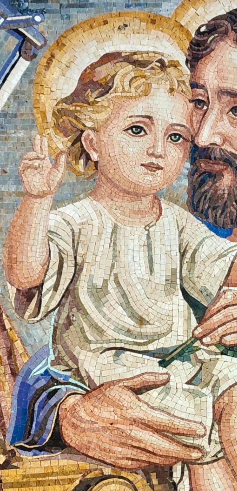 Saint Joseph and Child Jesus - Handmade Wall Decor - Natural Stone & Marble - Christian Art - Custom Size - Mosaic Tile Art -Creative Design - Image 5