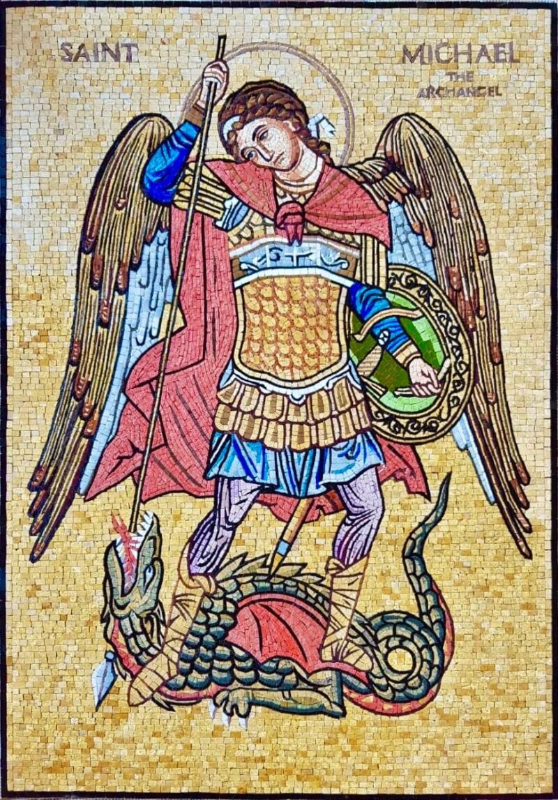 Handmade Saint Michael the Archangel Mosaic – Religious Stone Wall Art ...