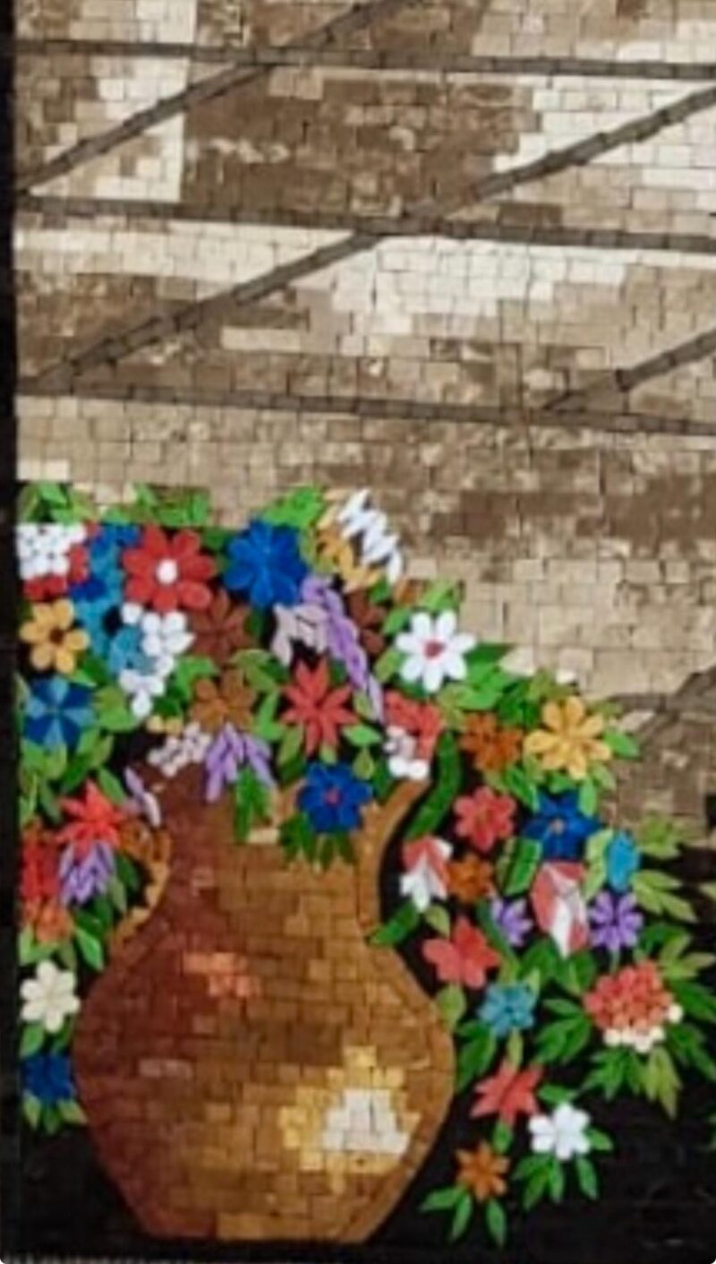 Handmade Stone Mosaic Wall Art - Mediterranean Seaside View Through Archway - Luxury Villa & Home Decor - Stone and Marble - Custom Sizes - Image 3