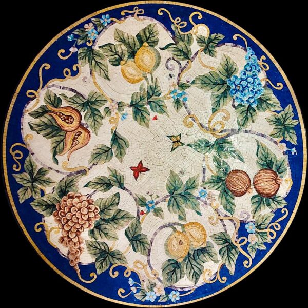 ROUND FRUIT MOSAIC - Handmade Medallion Art - Floor Mosaic Tiles - Luxury Kitchen Home Decoration - Mosaic Tile Art - Custom Sizes Available