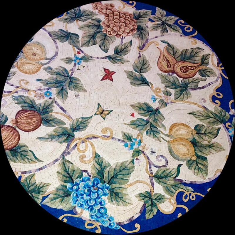 ROUND FRUIT MOSAIC - Handmade Medallion Art - Floor Mosaic Tiles - Luxury Kitchen Home Decoration - Mosaic Tile Art - Custom Sizes Available - Image 2