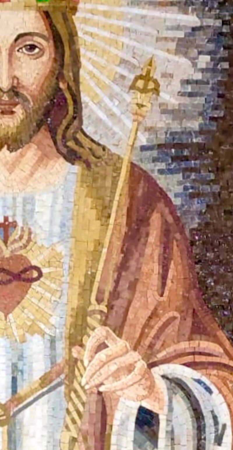 Handmade Sacred Heart Mosaic of Christ the King - Religious Handmade Wall Art and Home Decoration - Custom Size - Mosaic Tile Art of Jesus - Image 4