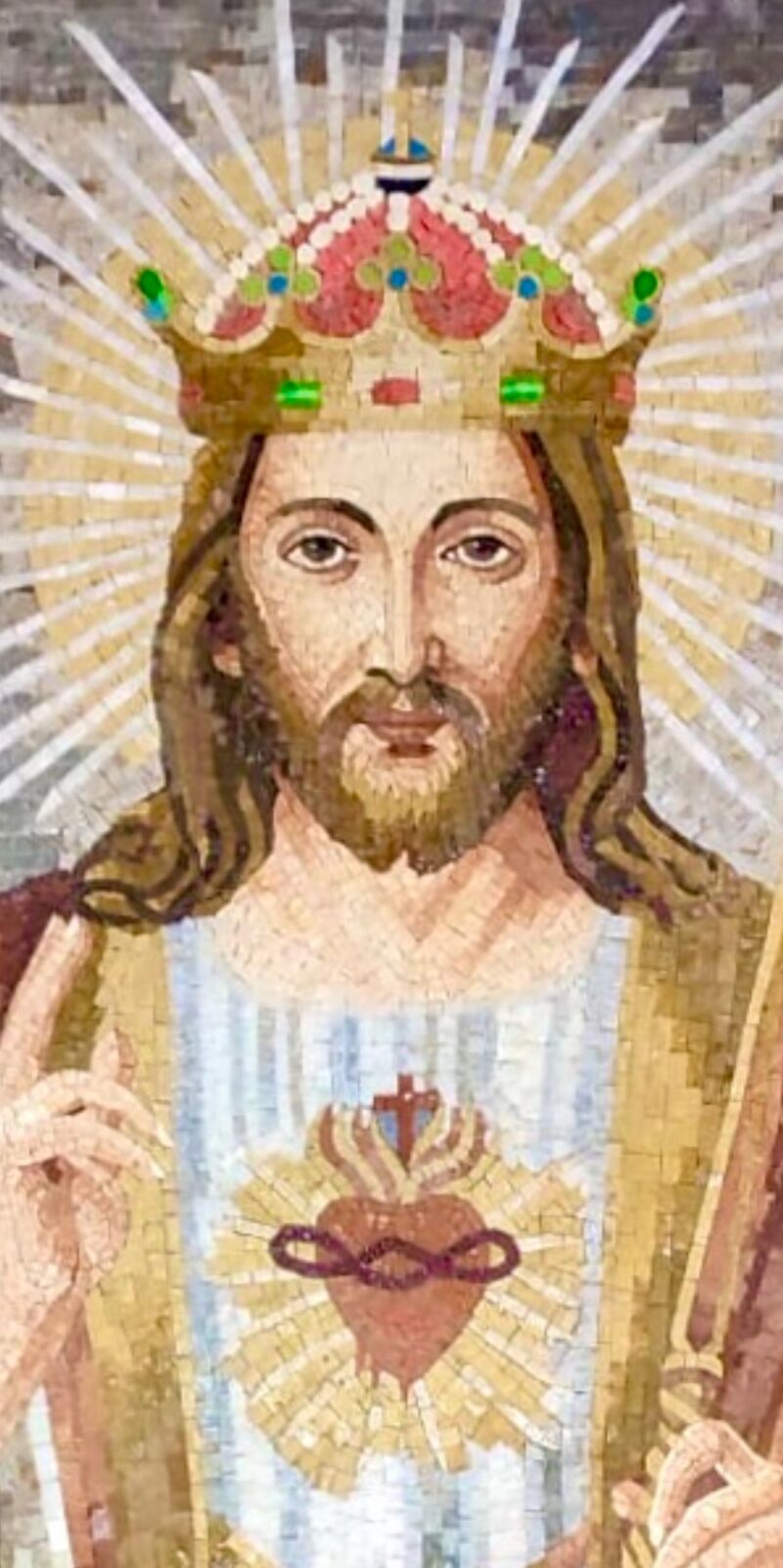 Handmade Sacred Heart Mosaic of Christ the King - Religious Handmade Wall Art and Home Decoration - Custom Size - Mosaic Tile Art of Jesus - Image 5