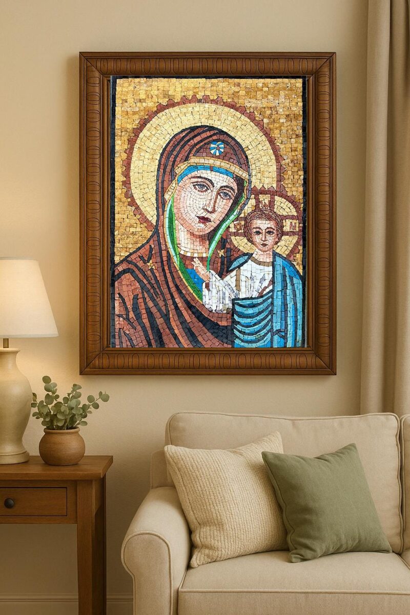Virgin Mary & Child Jesus Mosaic FRAMED – Handmade Religious Wall Art ...