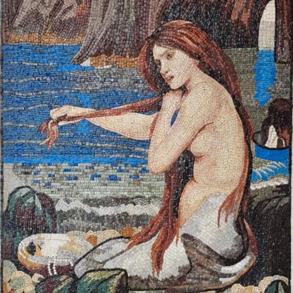 Mermaid Stone Mosaic Wall Art - Handmade Luxury Mosaic and Mythological Art, Home and Pool Decor, Indoor/Outdoor