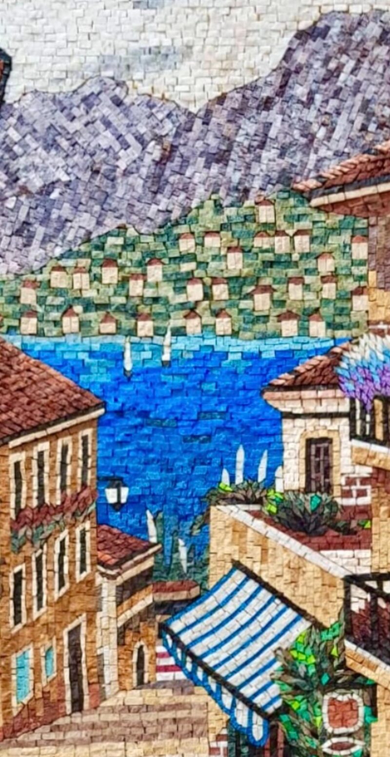 Italian Street & Lake Como Handmade Stone Mosaic Art