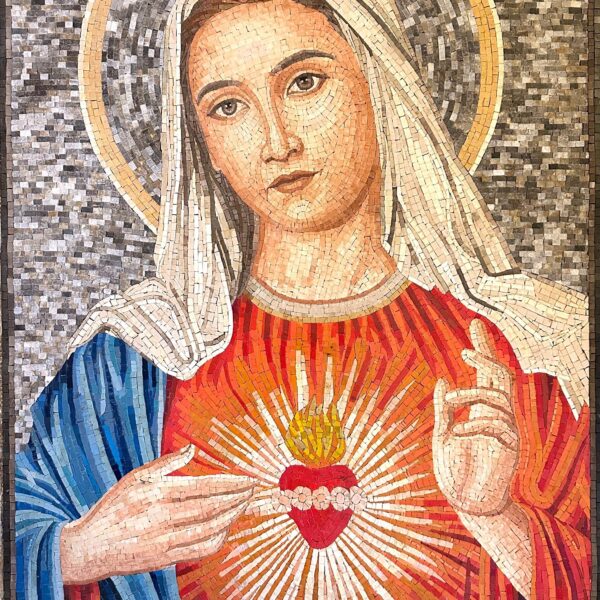 Immaculate Heart of Mary - Religious Handmade Mosaic - Wall Art and Home Decoration - Vibrant Colors - Custom Size - Mosaic Tile Art
