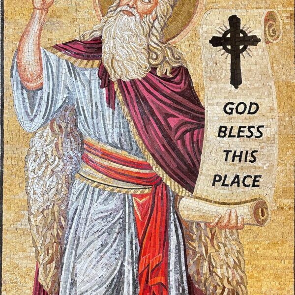 Saint Elias Religious Mosaic - Christian Wall Art, House Blessing Handmade Stone Mosaic, Church Entryway Decor, Biblical Artwork,Custom Size